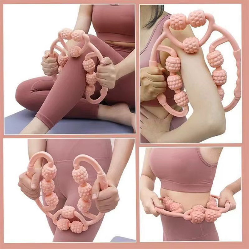 Masseur de jambes à 9 roues 360° ° Outil de massage enveloppant pour la relaxation des muscles des jambes, des bras et des cuisses, yoga, fitness, amincissement