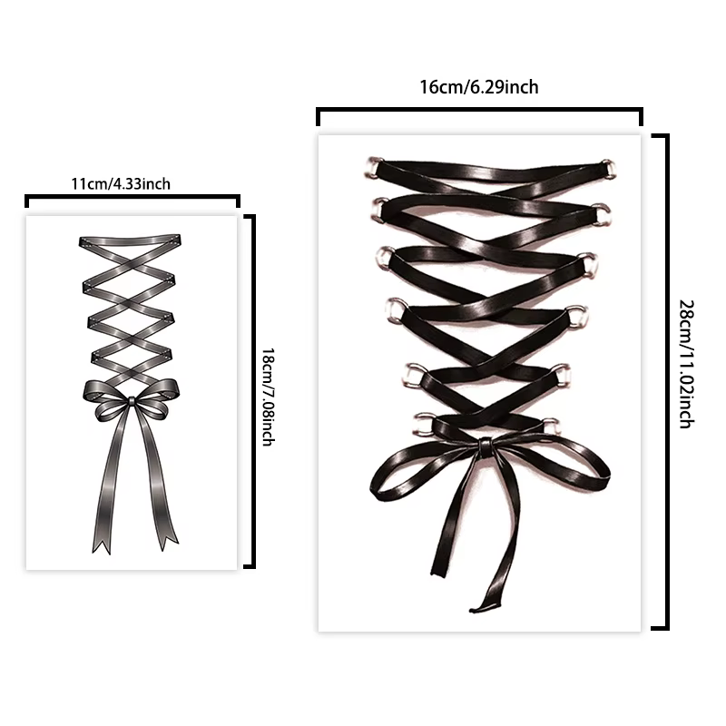 Autocollant de tatouage temporaire en forme de ruban, durable et imperméable, faux tatouages réalistes pour femmes ou couples, pour bras, cou, jambe