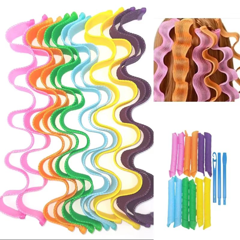 Bigoudis en spirale sans chaleur pour femmes  boucles rondes sans forme d'onde  bricolage  2 crochets  12 pièces  18 pièces 10 pièces