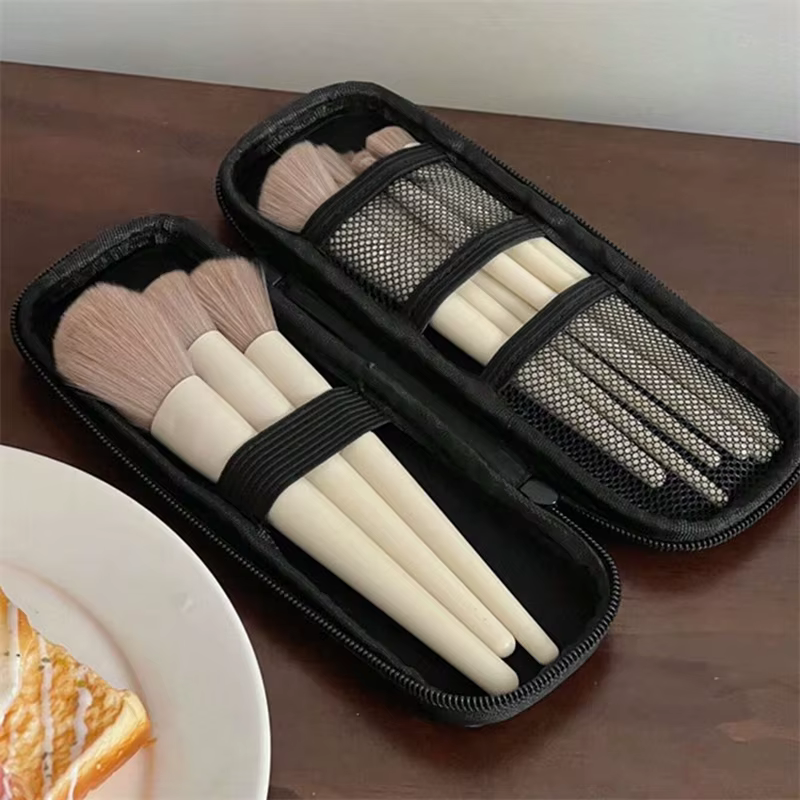 Sac de rangement multifonctionnel pour pinceaux de maquillage, organisateur de voyage Portable, pochette à cosmétiques en maille, rangement de lavage, outils de beauté légers