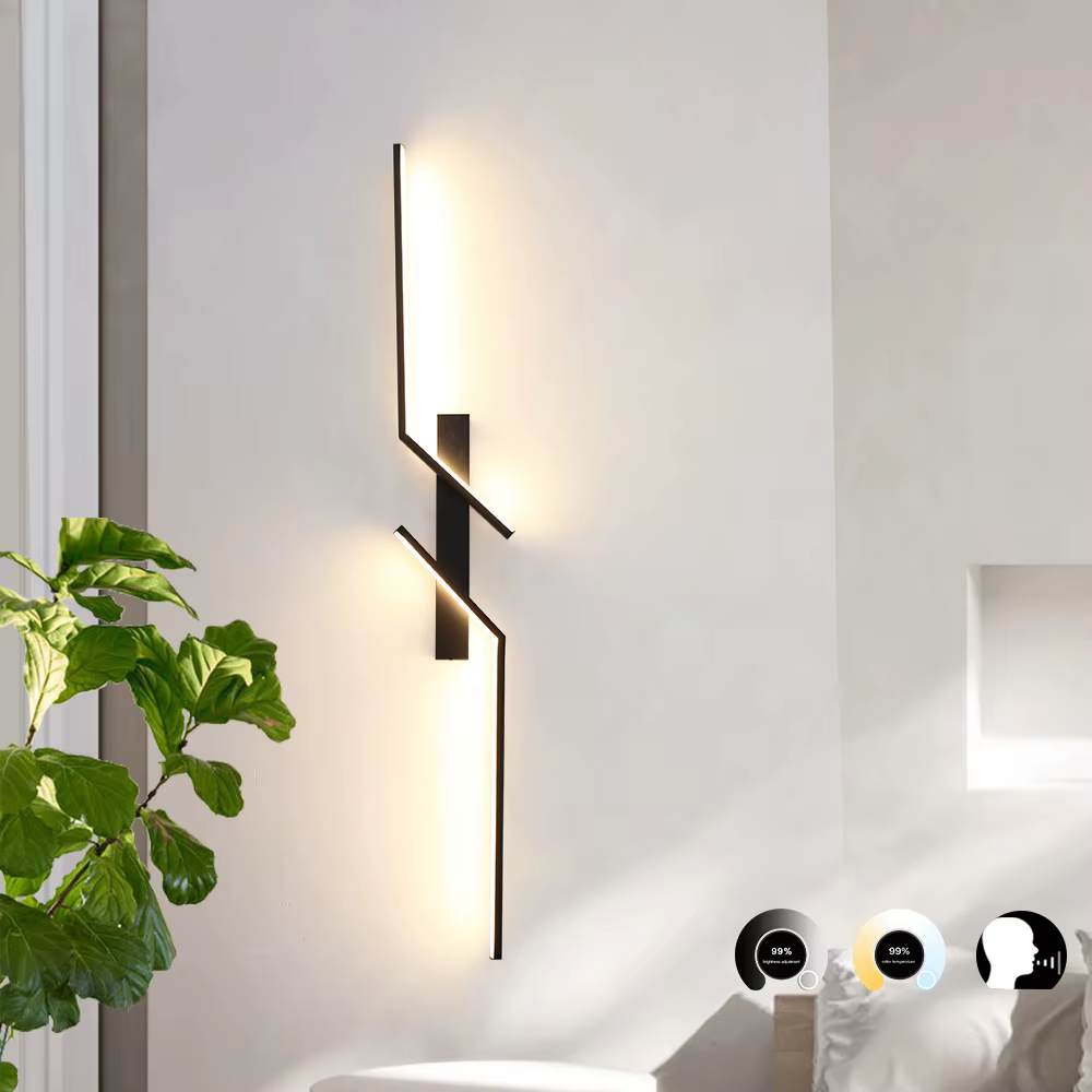 Lampe murale LED longue et moderne avec variateur de lumière à distance pour salon, chambre à coucher et éclairage d'ambiance domestique 