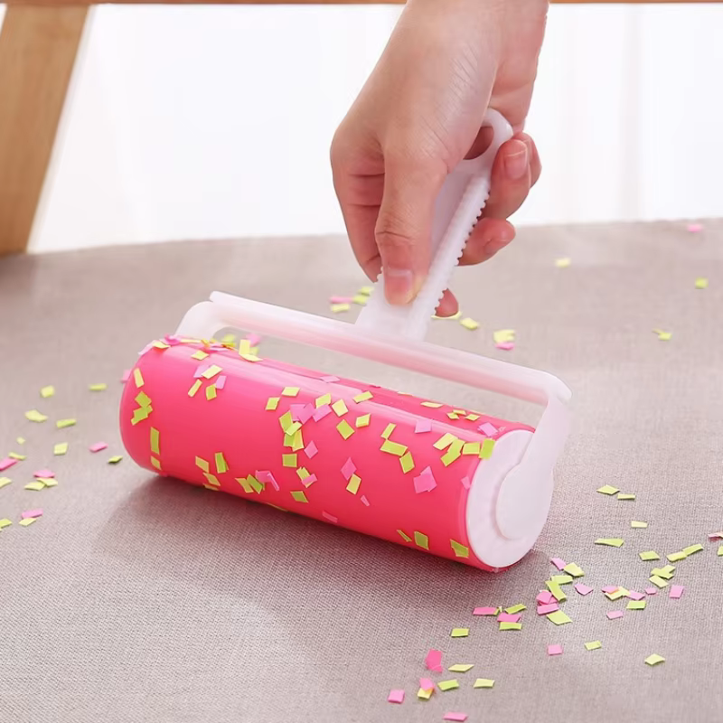 Rouleau Adhésif Lavable pour Vêtements et Poils d'Animaux, Réutilisable, Portable, Nettoyage Domestique, Éliminateur de Poils, Rouleau Adhésif pour Tapis, Lit, Canapé, Collecteur de Poussière