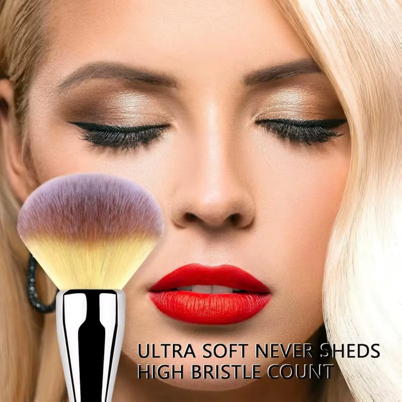 Grande brosse à poudre synthétique ultra-douce, pour maquillage liquide, crème et poudre