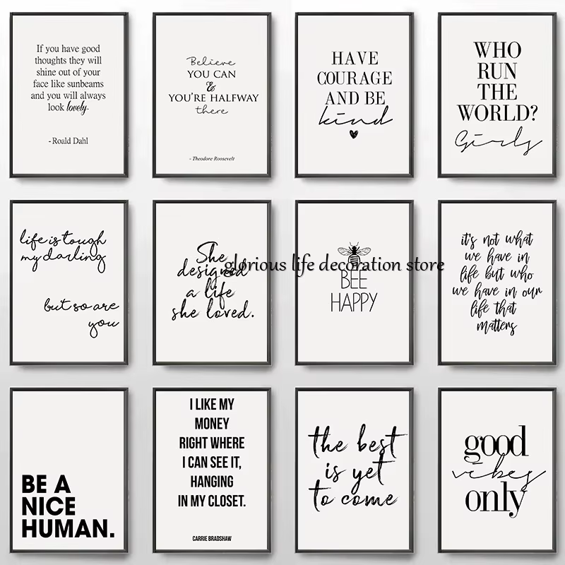 Impression sur toile avec phrases d'énergie positives