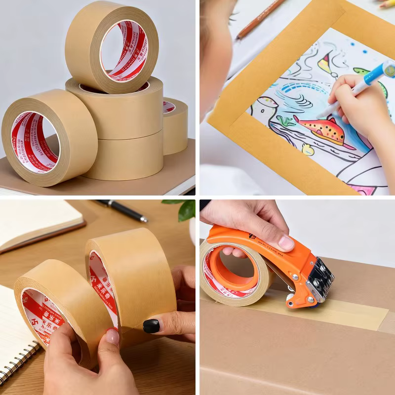 Ruban de masquage auto-adhésif en papier Kraft inscriptible