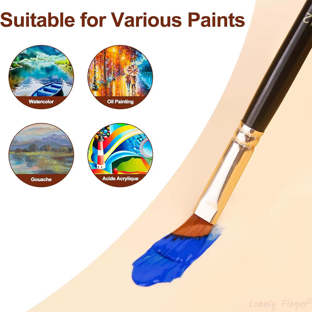 12 pièces pinceaux pour peinture acrylique