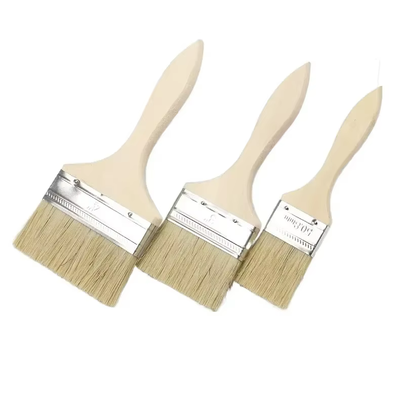 5 pièces pinceau manche en bois brosse pour barbecue 1/2/4/5/6 pouces pinceaux de peinture à cheveux doux pour mur et