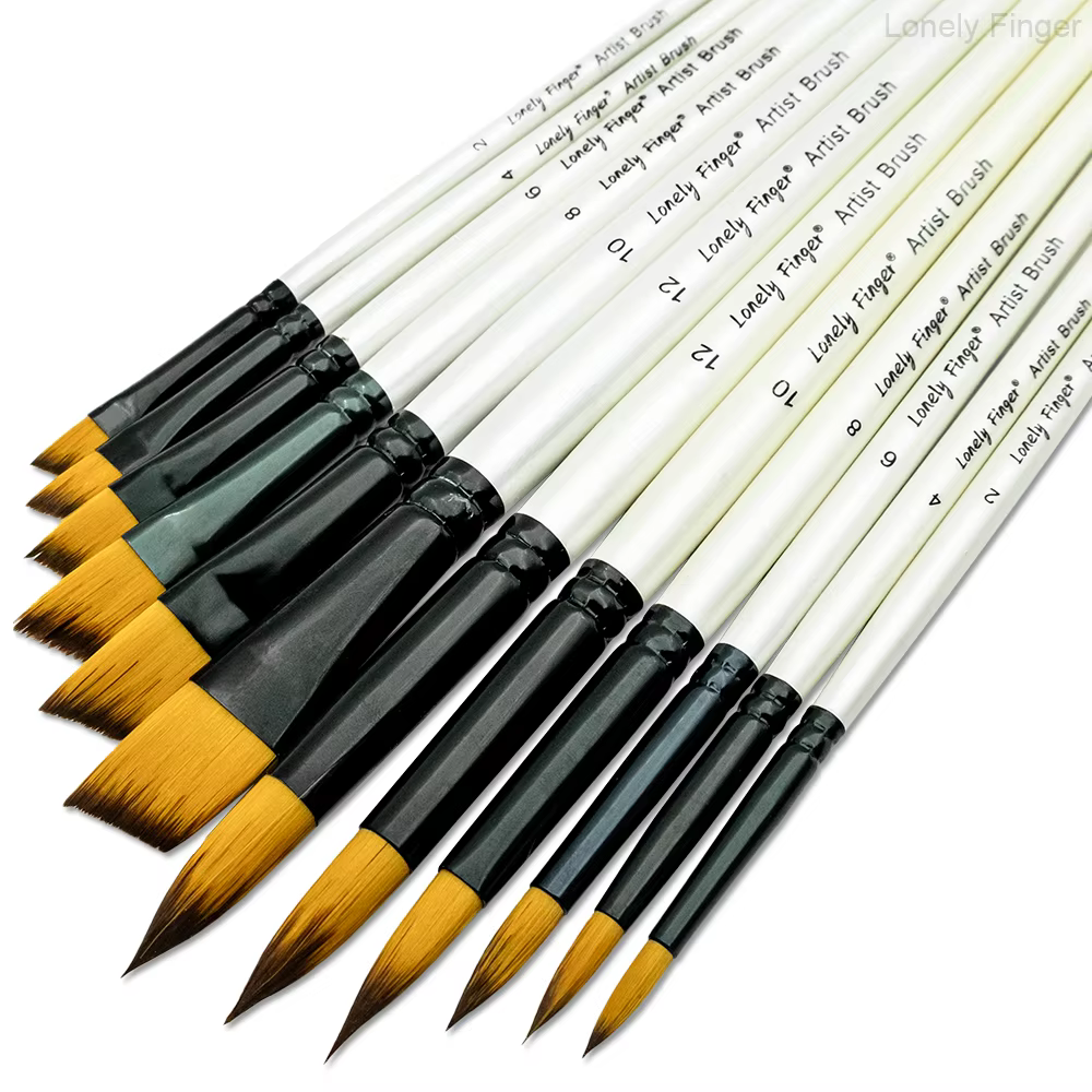 Pinceaux ronds et angulaires pour peinture acrylique