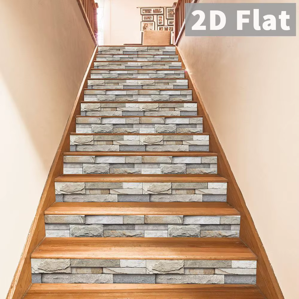 Autocollant d'escalier en imitation pierre de couleur claire