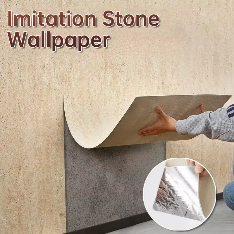 Papier peint 3D imitation travertin