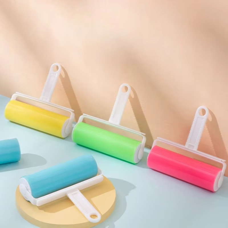 Rouleau Adhésif Lavable pour Vêtements et Poils d'Animaux, Réutilisable, Portable, Nettoyage Domestique, Éliminateur de Poils, Rouleau Adhésif pour Tapis, Lit, Canapé, Collecteur de Poussière