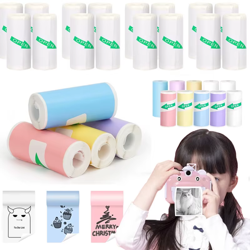 Rouleau de papier thermique auto-adhésif pour imprimante de poche, Mini papier photo Portable pour appareil photo, fournitures d'impression à domicile, 1/5 rouleau
