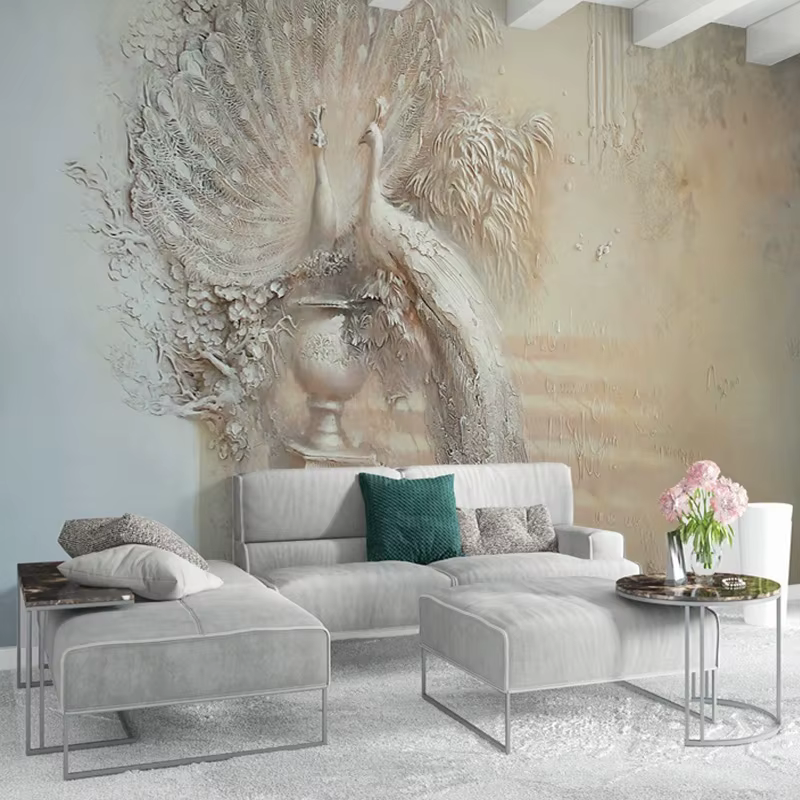 Peintures murales photo paon 3D