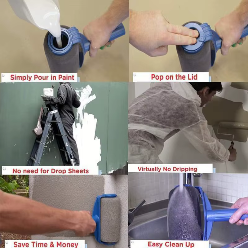 8 pièce/ensemble rouleau de peinture multifonctionnel brosse d'angle poignée outils