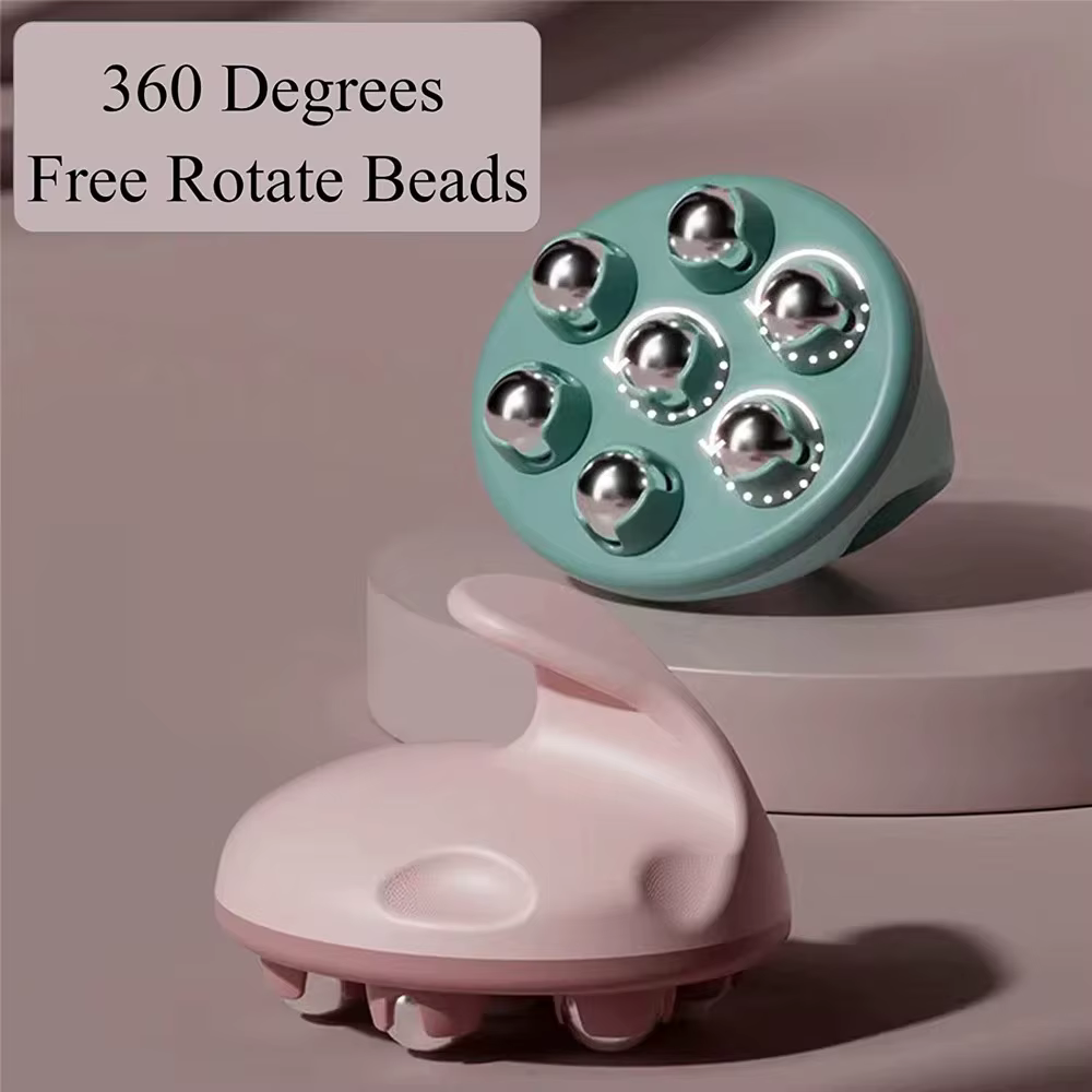 Masseur à rouleaux à main pour Massage de la Cellulite, boule de Massage des tissus profonds pour le dos, le cou, les pieds, les épaules, avec 7 rouleaux métalliques à 360 degrés