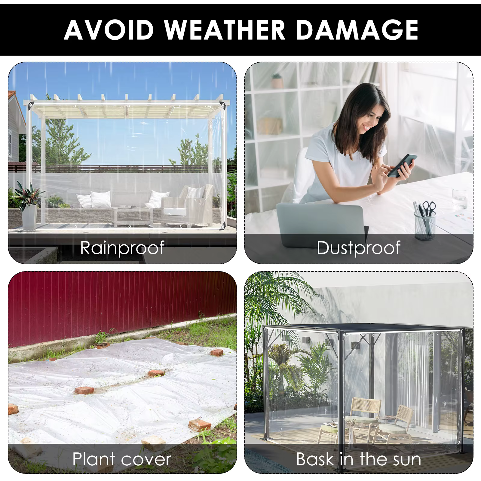 Bâche transparente imperméable épaisse pour rideau