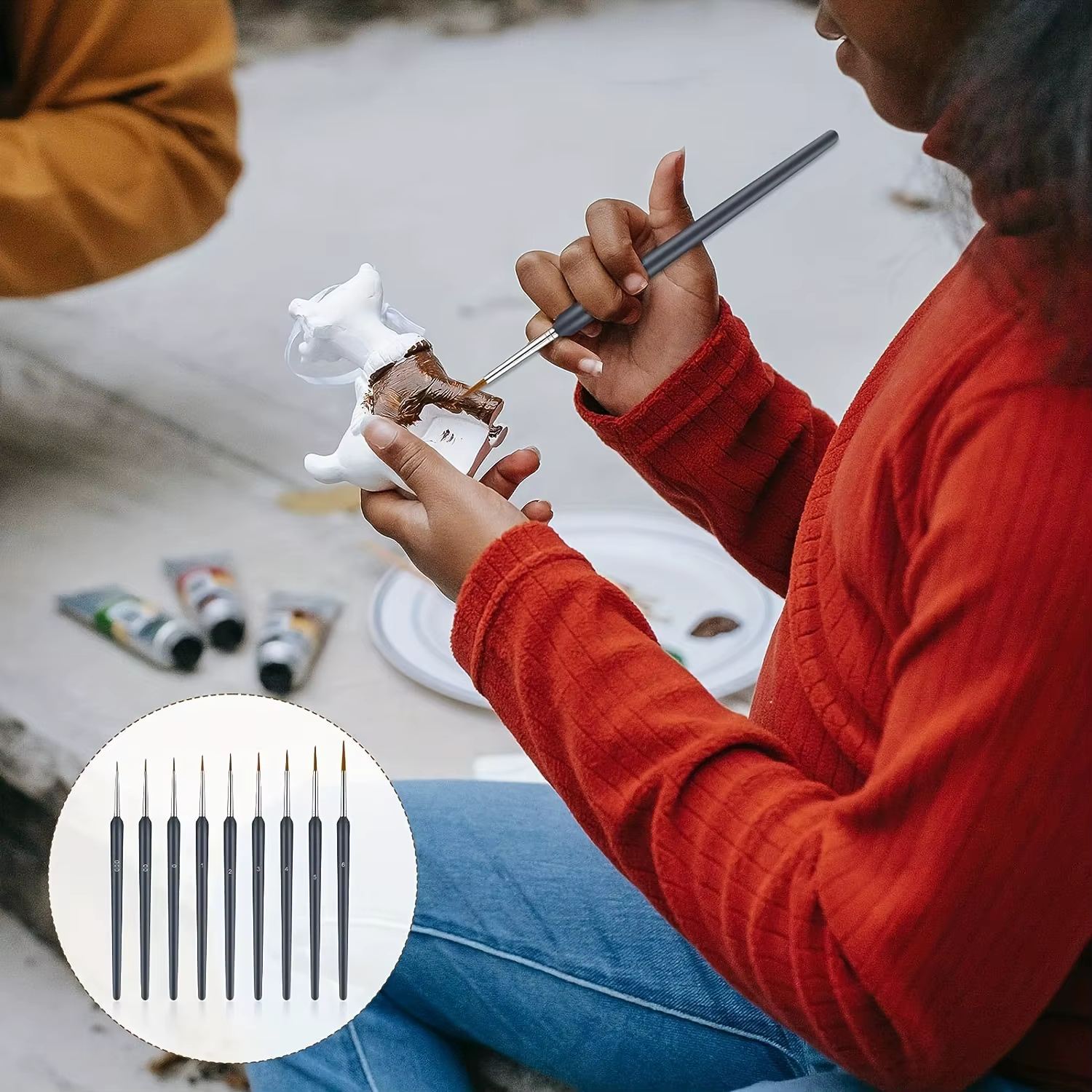 11 micro-pinceaux, jeu de pinceaux à pointe fine avec poignée ergonomique – Convient pour l'acrylique