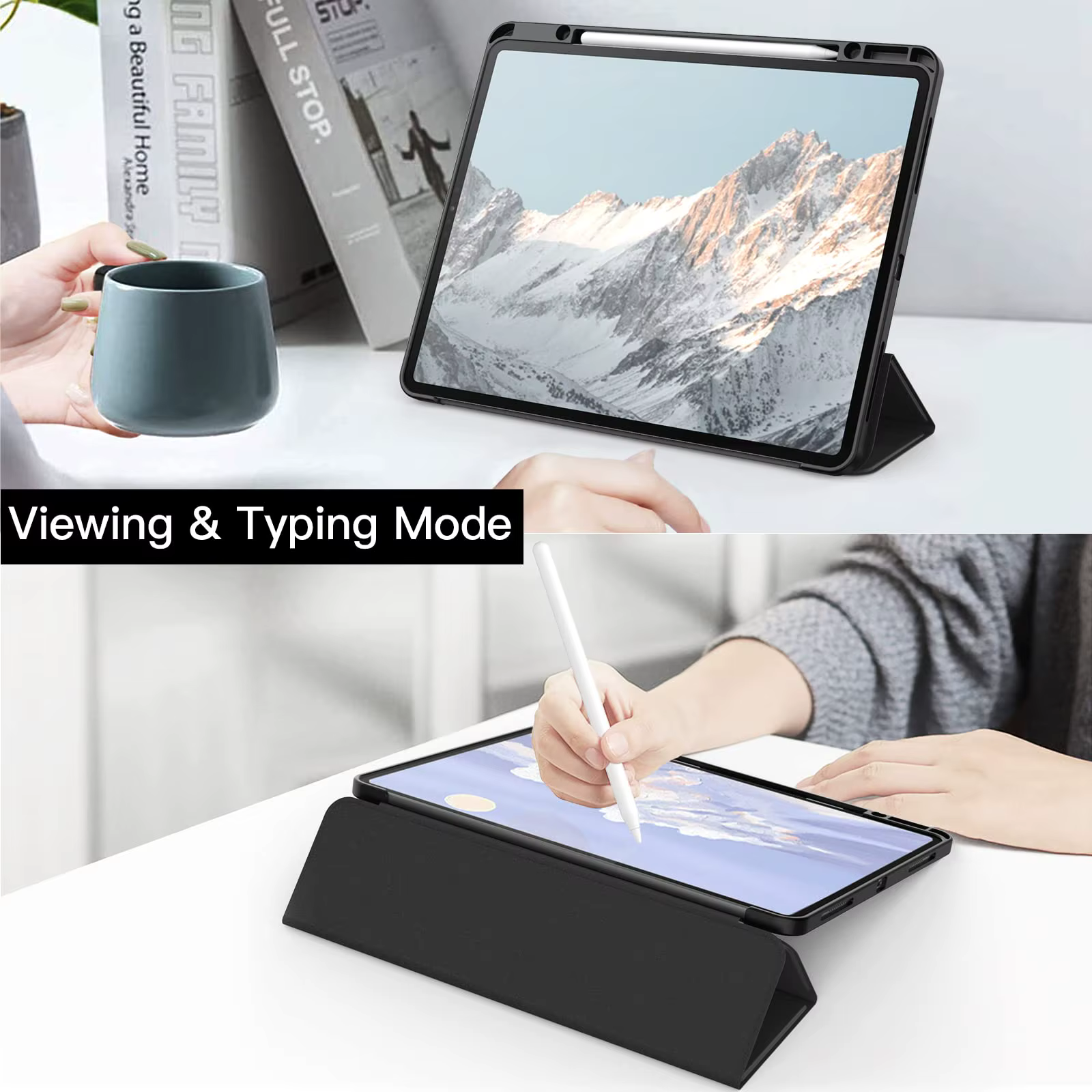 Convient pour iPad Pro 12,9 "(2022/2021/2020/2018) avec porte-stylo, ultra-mince, résistant aux chocs, étui de protection pour tablette