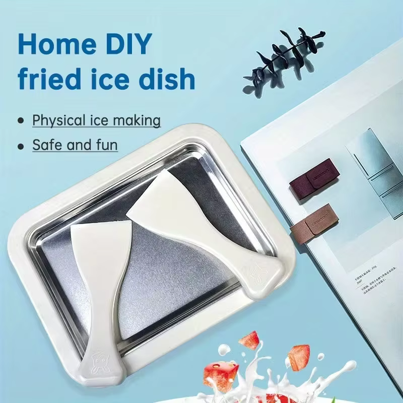 Machine à rouleaux de crème glacée portable interactive en acier inoxydable 304, plaque froide DIY pour desserts, idéale pour les anniversaires d'enfants, la maison et la famille, Sorbet