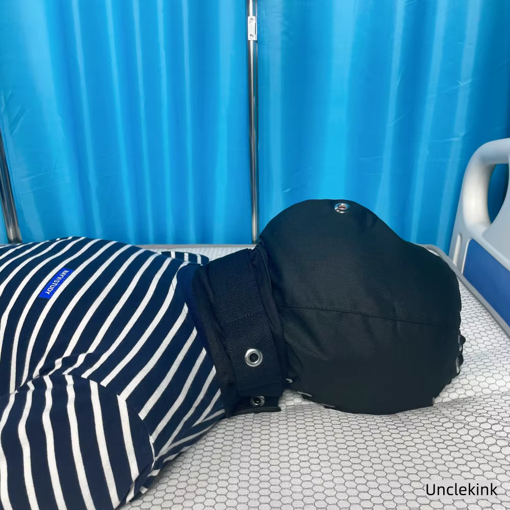 Masque de sécurité médical occultant avec ceinture de contention cervicale et fermeture magnétique pour patients maniaques – Sécurité psychiatrique
