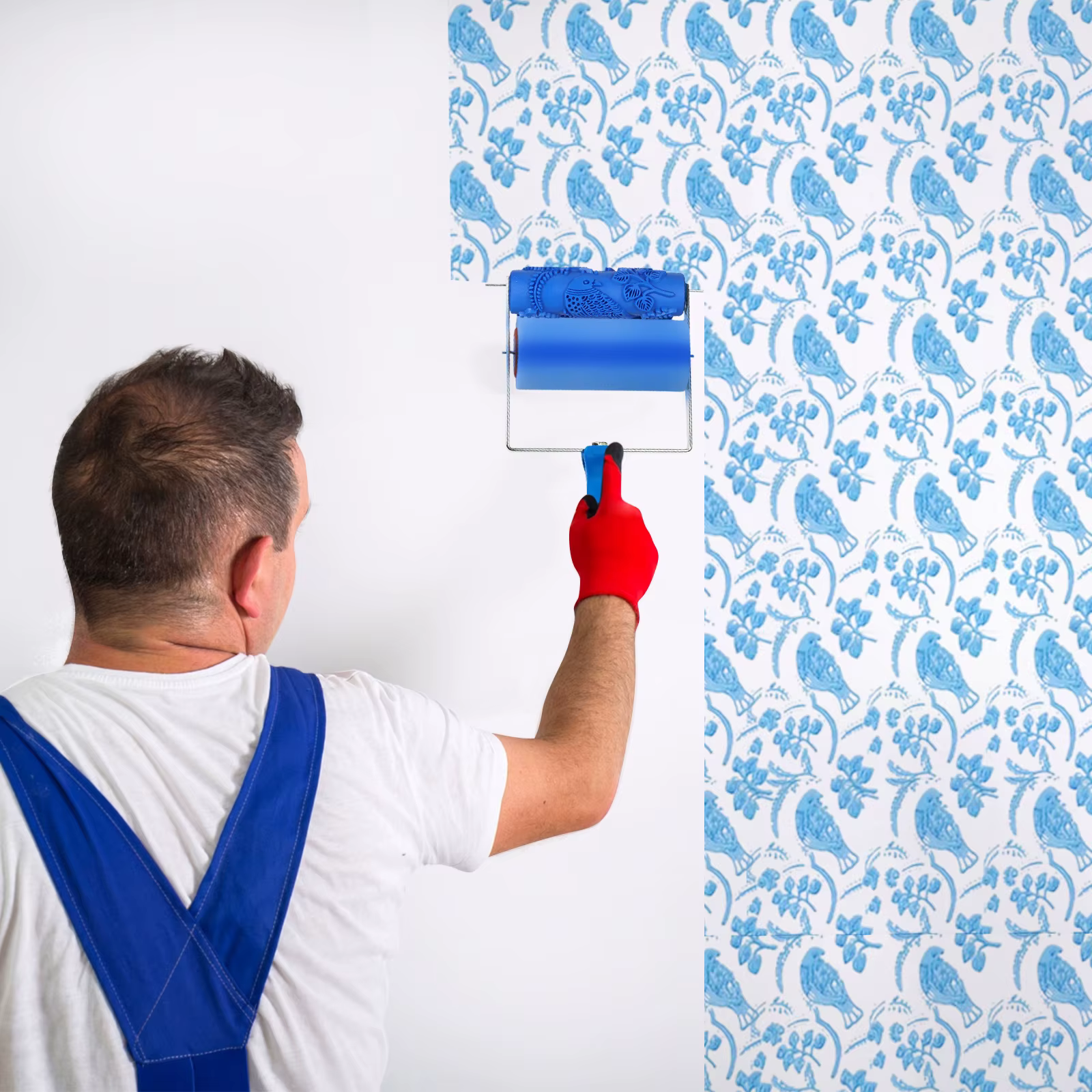 Rouleau de peinture en caoutchouc à motifs pour décoration murale