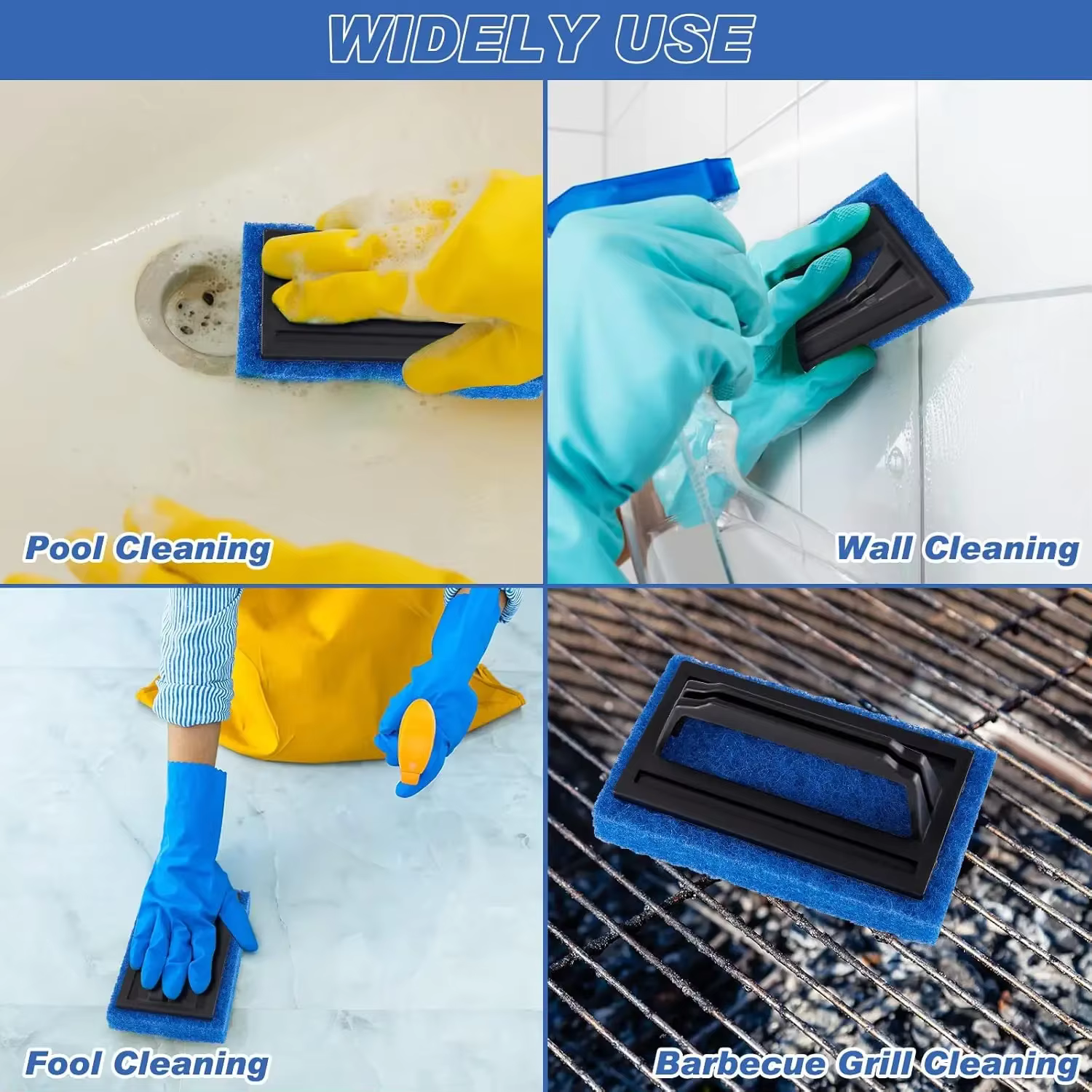 Brosse éponge de nettoyage pour piscine Jacuzzi avec manche, accessoires de nettoyage épais pour salle de bain