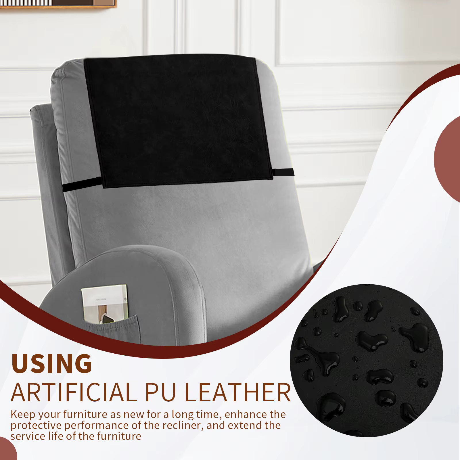 Juste de protection en similicuir pour canapé inclinable