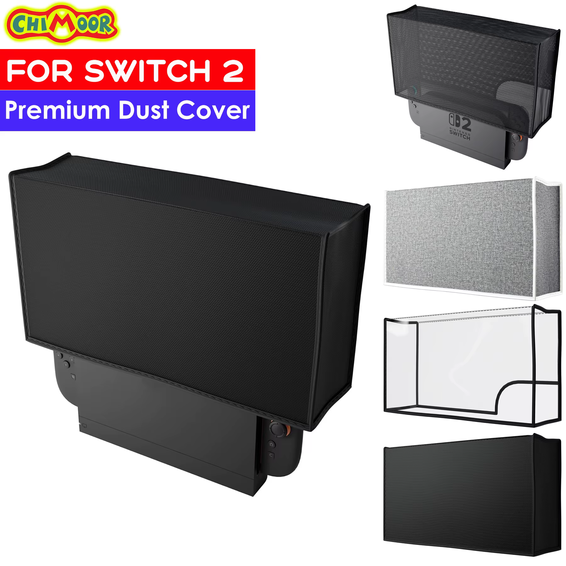 Housse anti-poussière premium pour Switch 2 – Le manchon de protection résistant à l'eau protège la console et la station d'accueil de la poussière, des rayures et des déversements