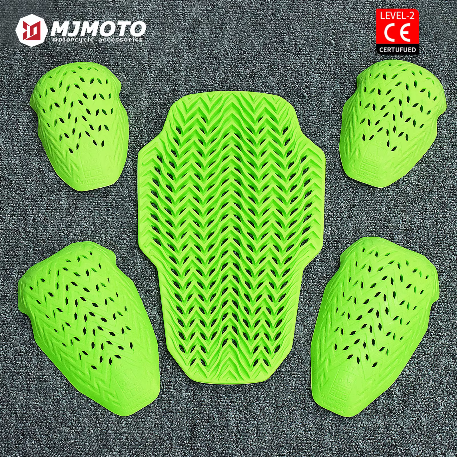 Ensemble de protection moto vert CE niveau 2, veste et pantalon en PU anti-impact pour motocross et tout-terrain