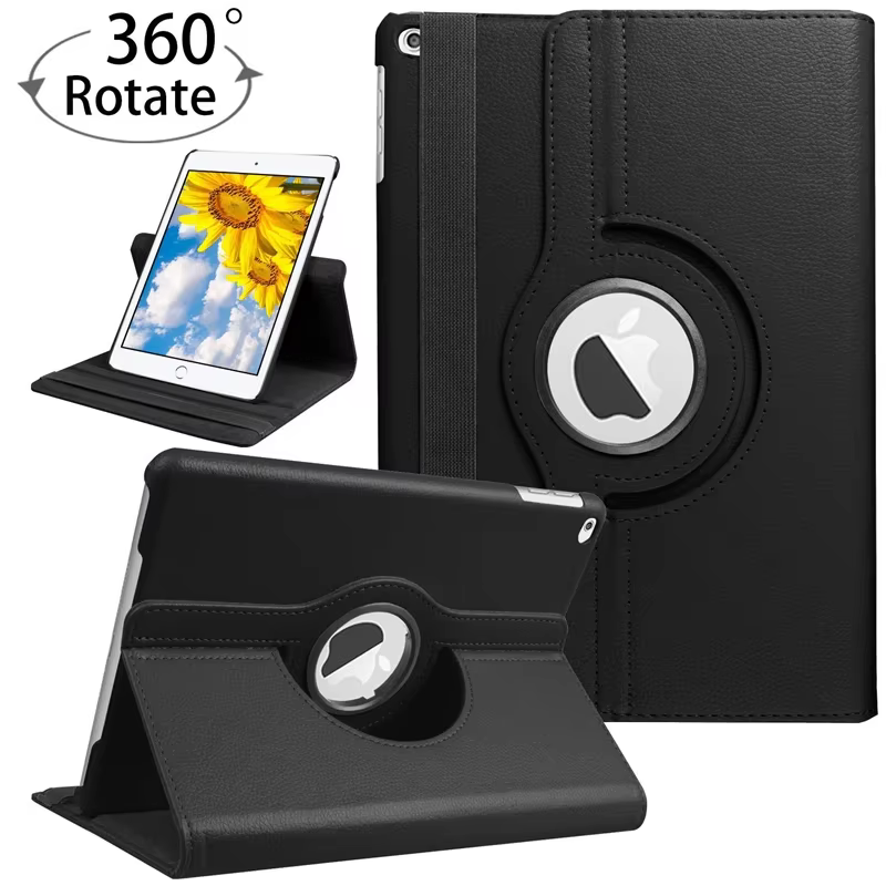 Pour iPad Pro 12.9 2018 2020 2021 2022 2015/2017 Étui en cuir intelligent 360 ° Coque de protection pour fonction rotation et réveil du sommeil