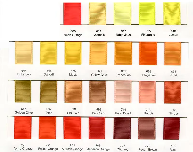 Ruban gros-grain jaune/Orange 100Yards 6/9/13/16/25/38mm