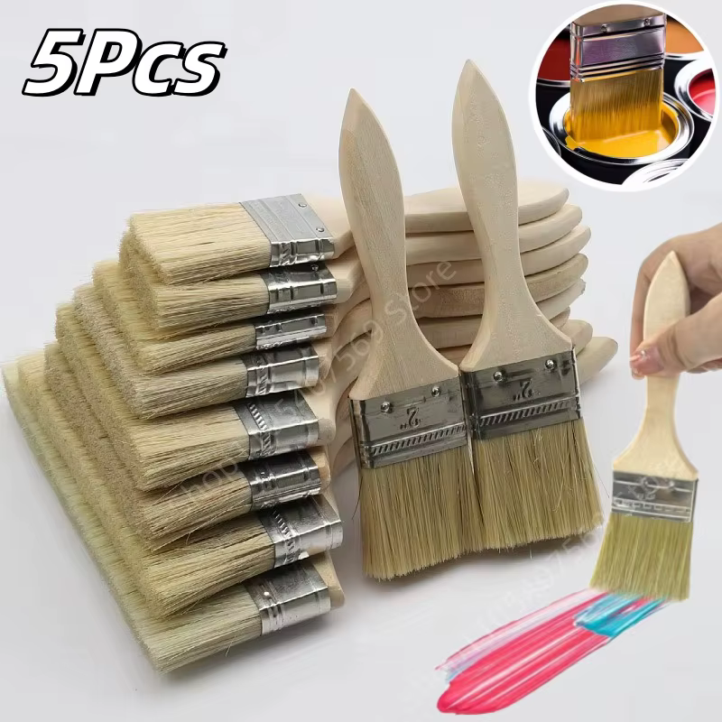 Lot de 5 pinceaux de qualité supérieure avec manche en bois