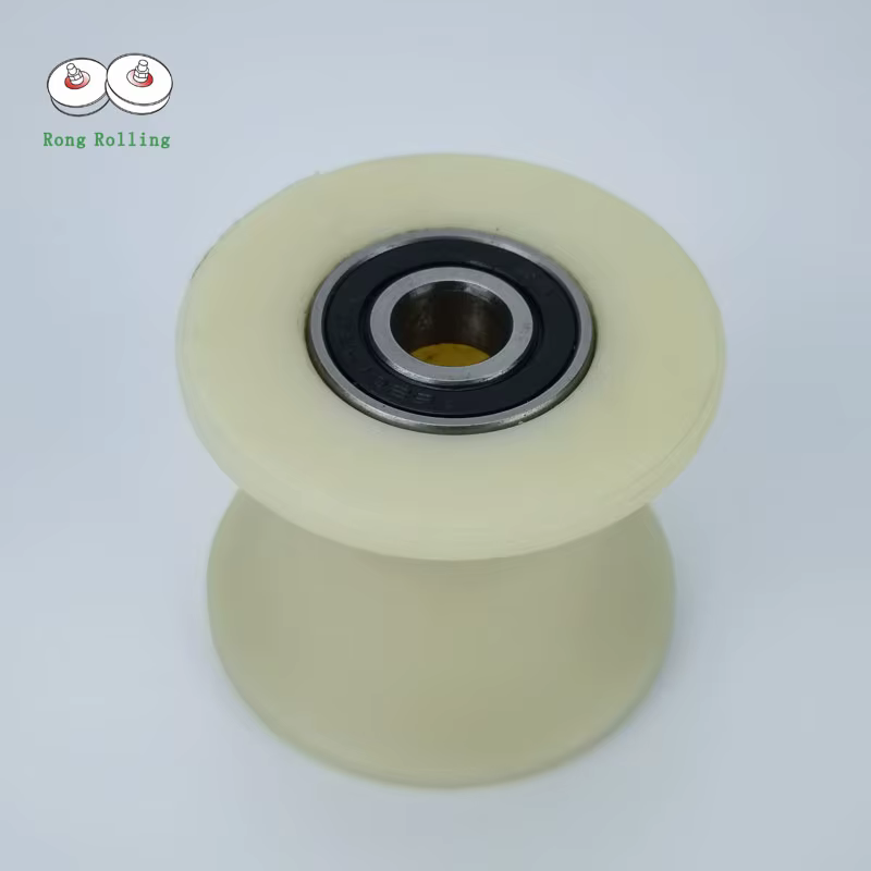 Rouleau en nylon à rainures coulissantes, diamètre 60 mm, épaisseur 48 mm, diamètre de la rainure en U 50 mm, roue en nylon pour portail avec double roulements 6201RS
