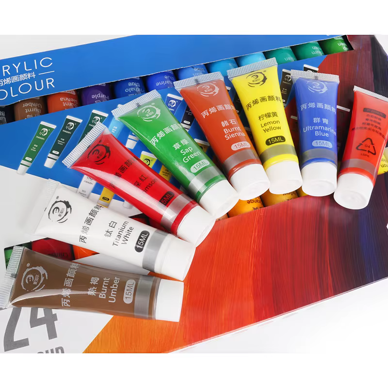 12 couleurs/24 couleurs/15 ml peinture acrylique xiajiaer débutant ensemble bricolage pierre imperméable à la main