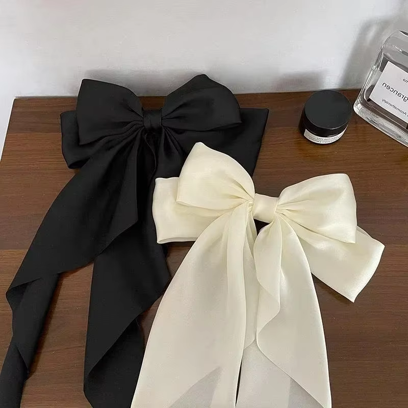 Pince à cheveux en ruban à nœud élégant pour filles, pince à cheveux Simple en Satin solide, bandeau rétro avec Clips, accessoires pour cheveux pour filles