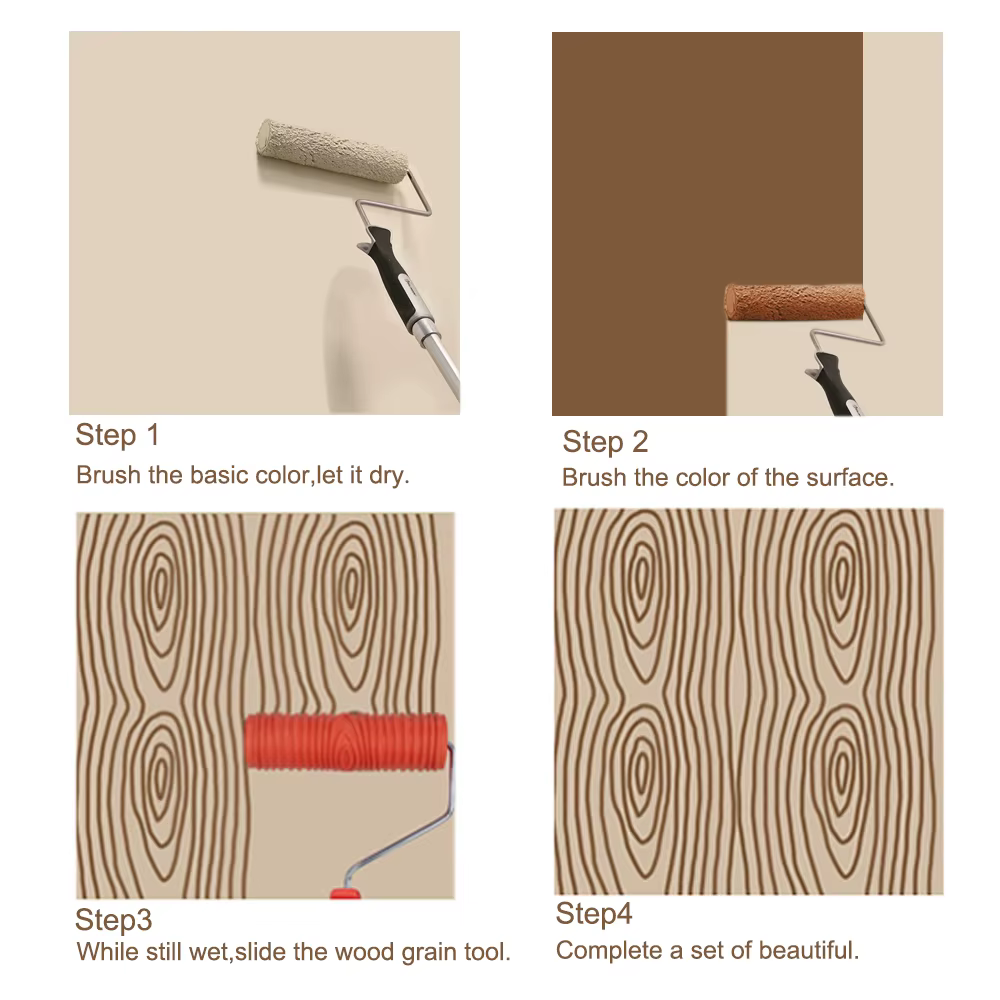 Ensemble d'outils de grain de bois en caoutchouc