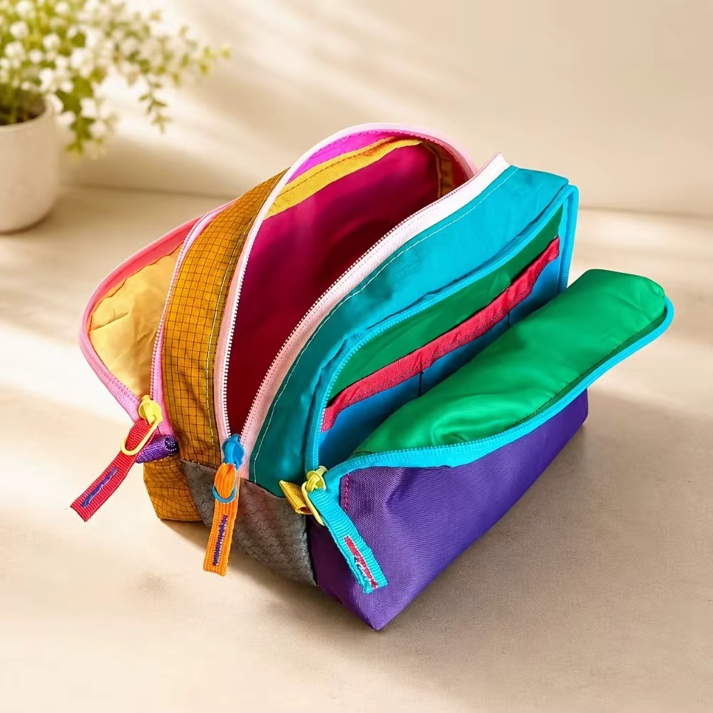 Étui de voyage pour pinceaux de maquillage, organiseur de cosmétiques avec compartiments pour pinceaux, couleur dopamine, pochette de rangement portable pour produits de beauté