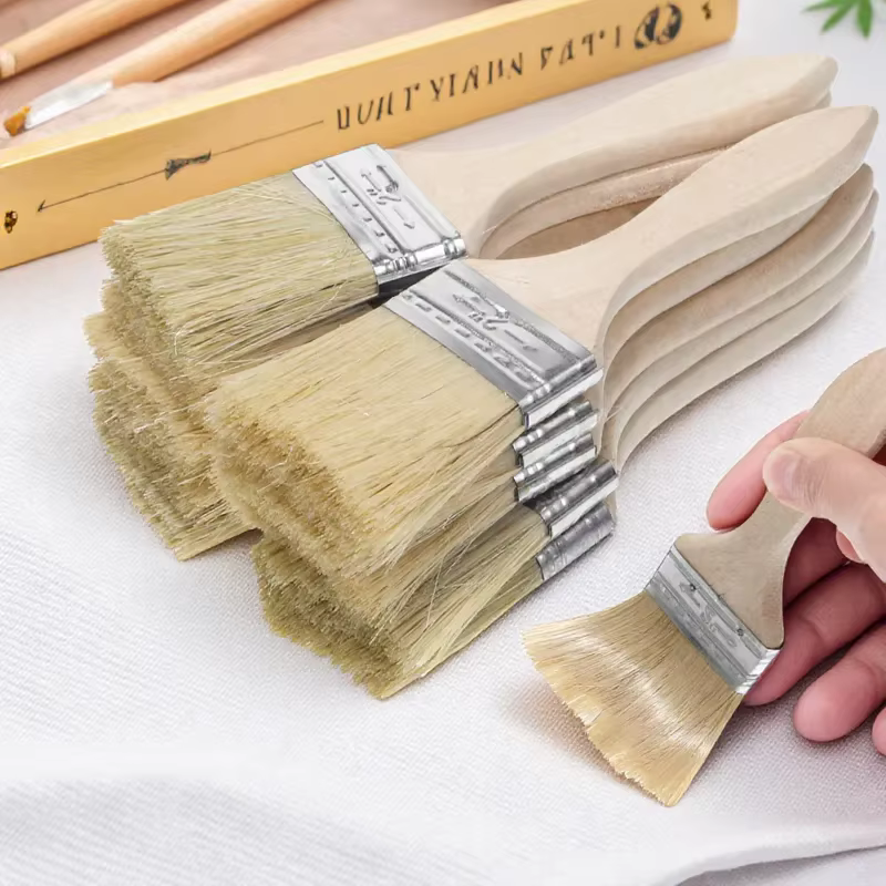 Lot de 10 pinceaux à finition lisse avec manche en bois robuste pour la décoration intérieure