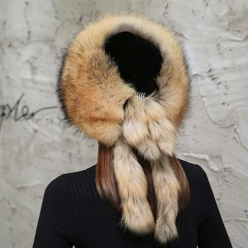 Chapeau en fourrure de renard pour femmes, mode d'hiver, Protection chaude des oreilles, chapeau de princesse en fourrure véritable, garde au chaud, casquettes épaisses, chapeaux de bombardier russes