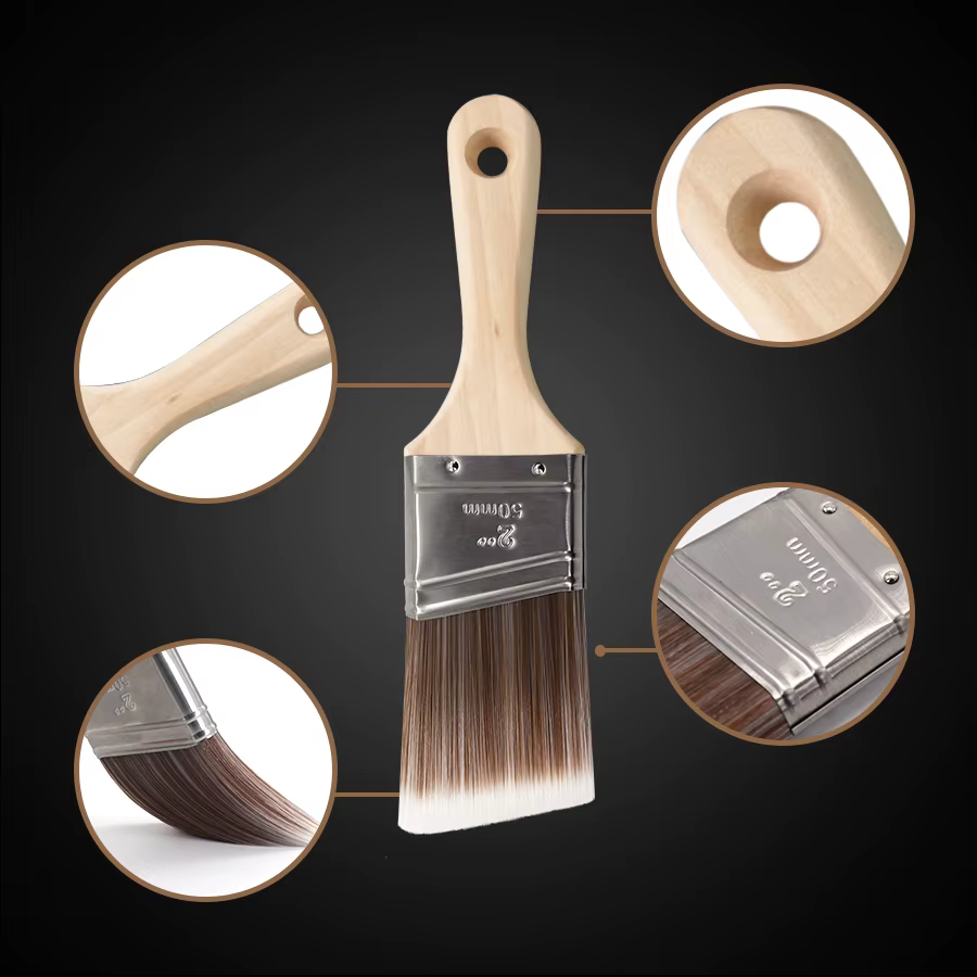 Pinceau angulaire de 2 pouces de qualité supérieure pour la décoration industrielle ; Excellent outil pour la peinture murale DIY