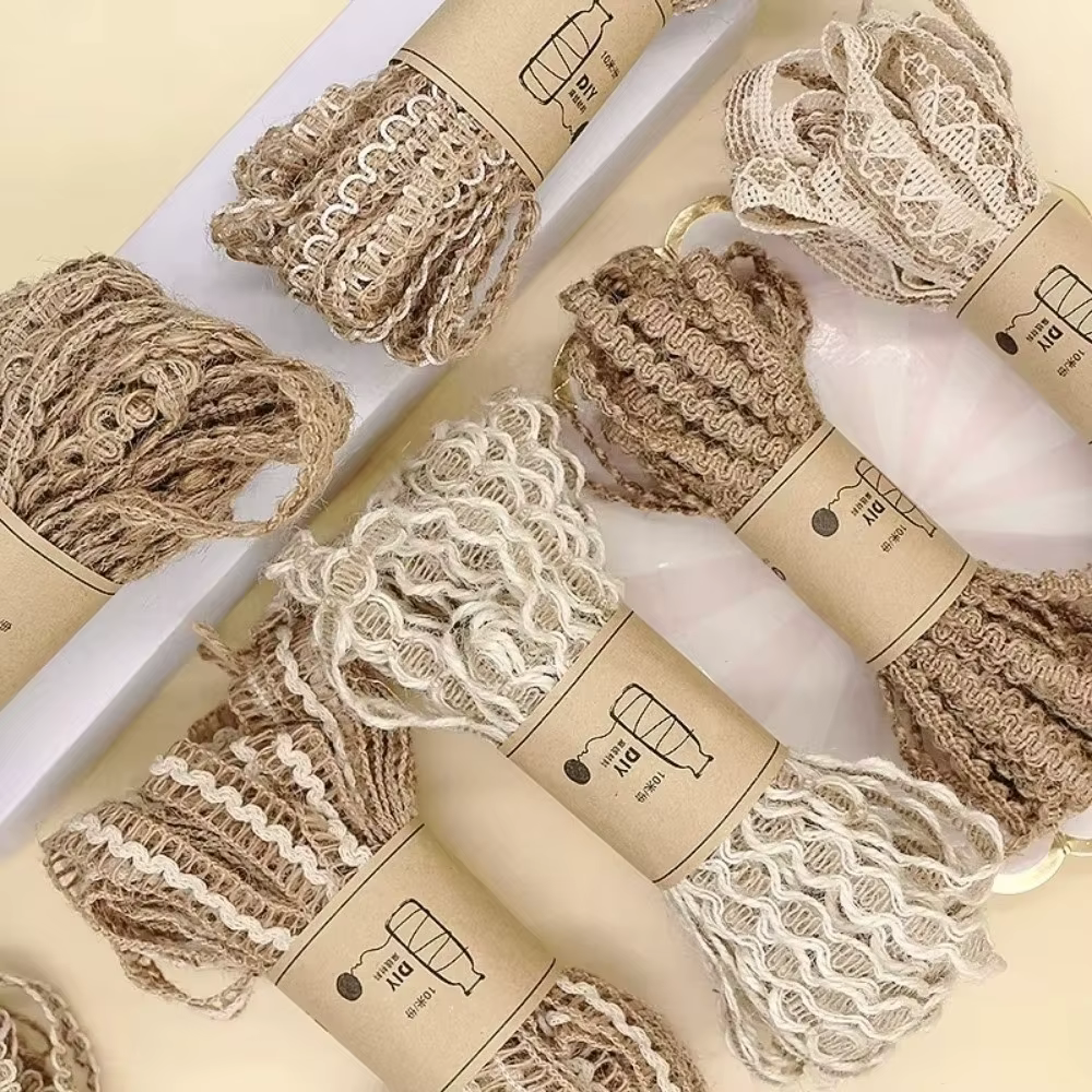 Rubans en toile de jute vintage de 10 mètres