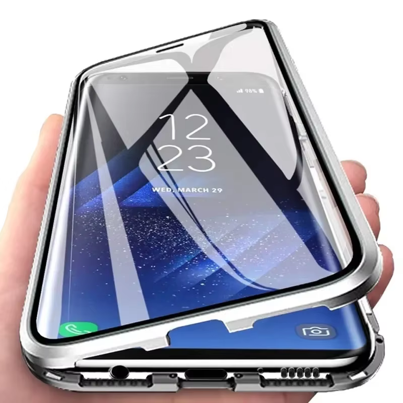 Étuis magnétiques en métal à protection intégrale 360° pour Samsung Galaxy A34 A35 A16 A56 A17 A36 5G, coque de téléphone avec dos en verre double face