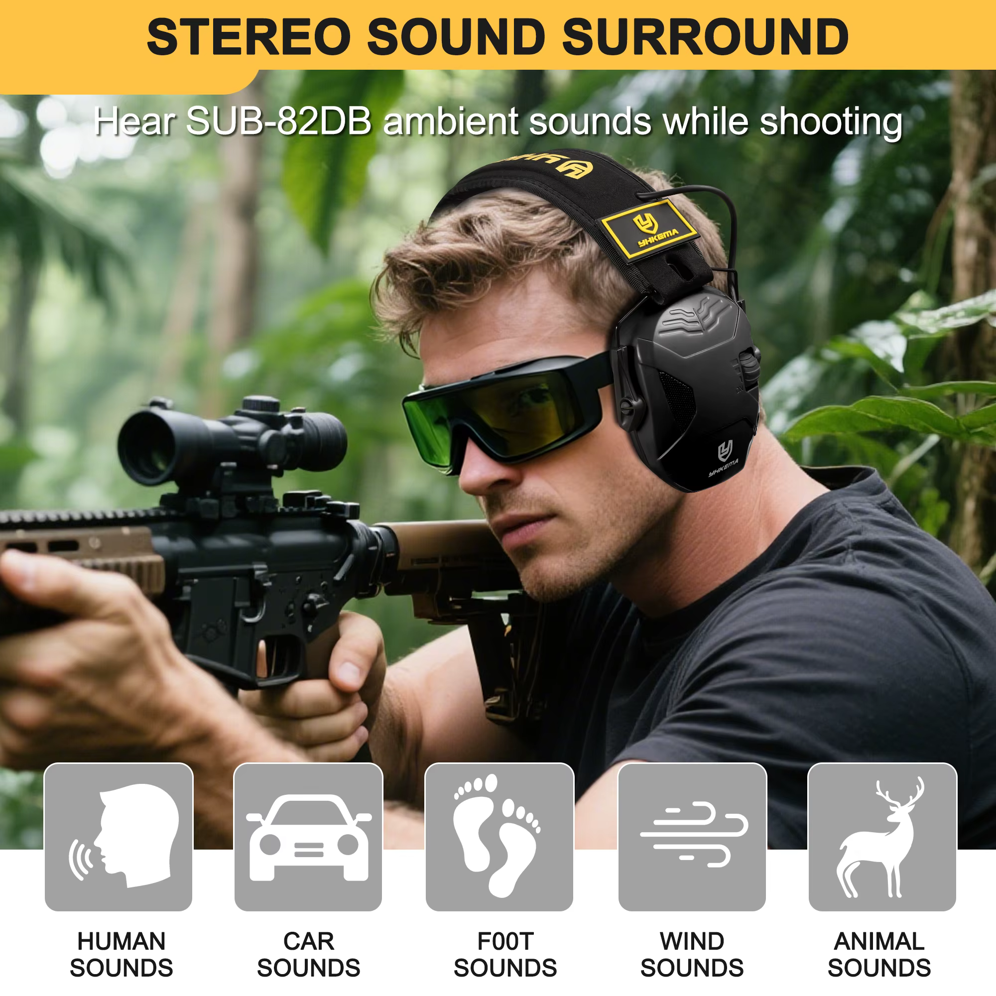 YHKEMA casque de tir Portable pour la Protection auditive Protection auditive réduction du bruit casque antibruit tactique de chasse actif