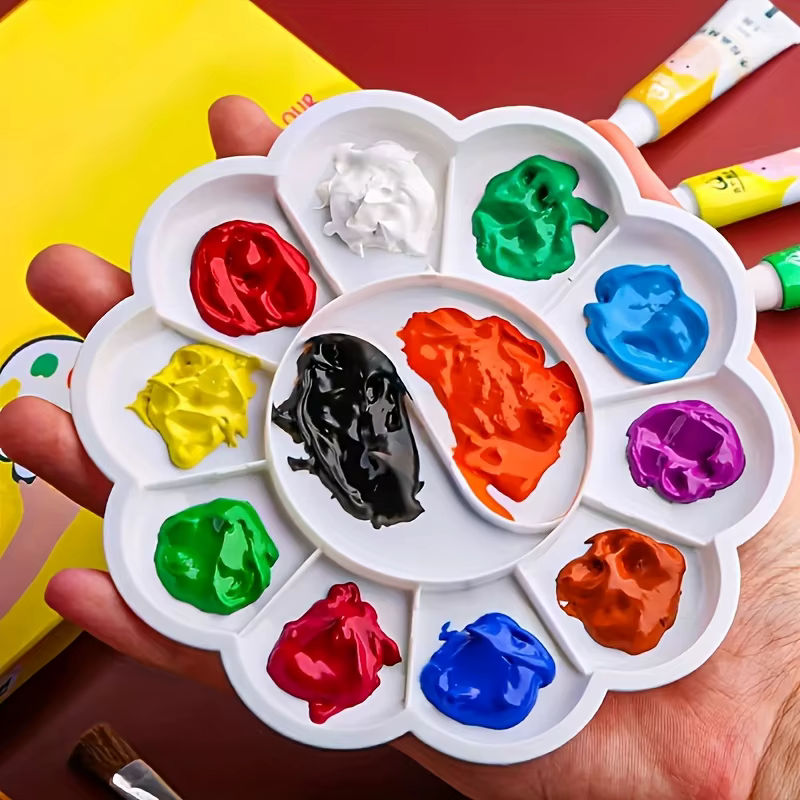 10 palettes en forme de fleur de prunier avec pinceaux
