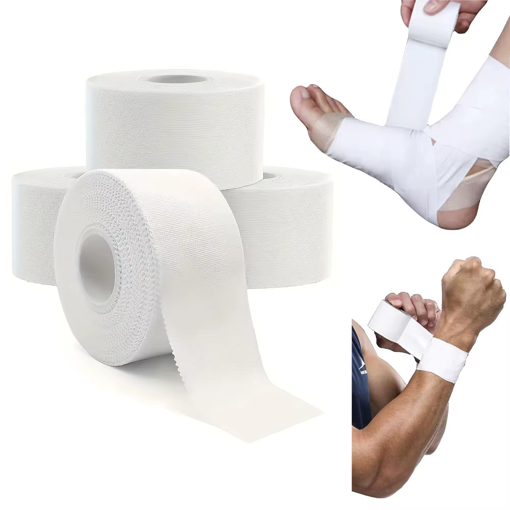 Bande adhésive sportive, ruban résistant à la déchirure sans résidu pour athlètes, bandage de soutien sportif en coton blanc, ruban adhésif de boxe