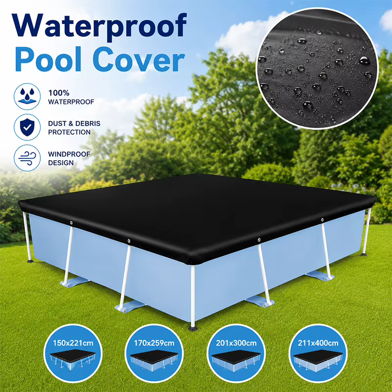 Bâche de piscine imperméable Comincia en PE, protection contre la poussière, la pluie, les UV et le soleil, bâche de protection pour piscine extérieure et jardin