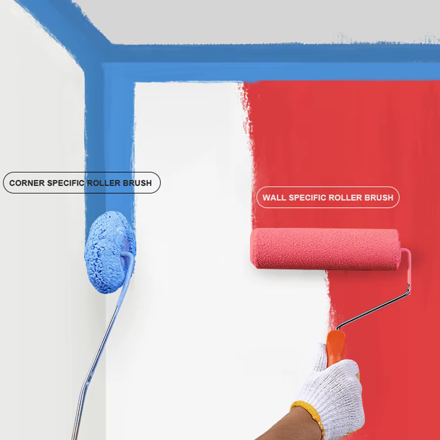 1 rouleau applicateur en forme de citrouille pour 2 peintures; Outils professionnels pour les coins intérieurs;