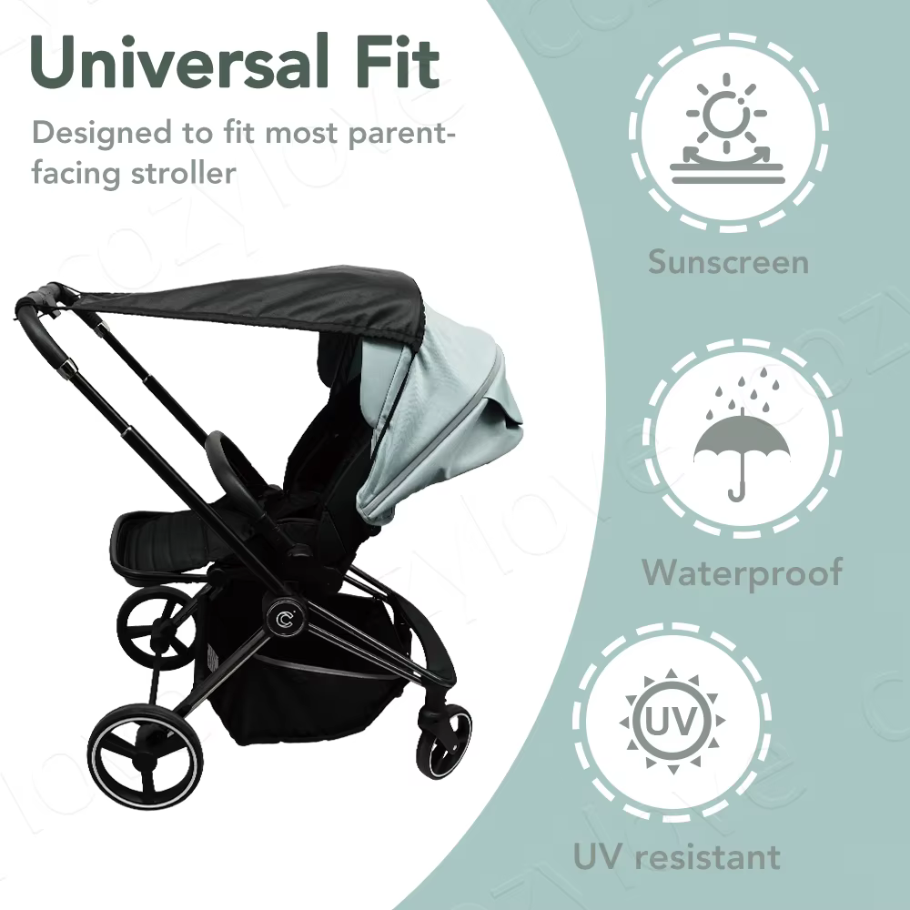Pare-soleil universel pour poussette bébé | Auvent de protection UV UPF 50+, coupe-vent et imperméable, s'adapte à la plupart des poussettes