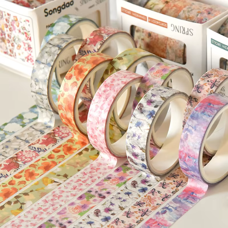 5 rouleaux/ensemble esthétique ruban adhésif décoratif Floral fleur Washi