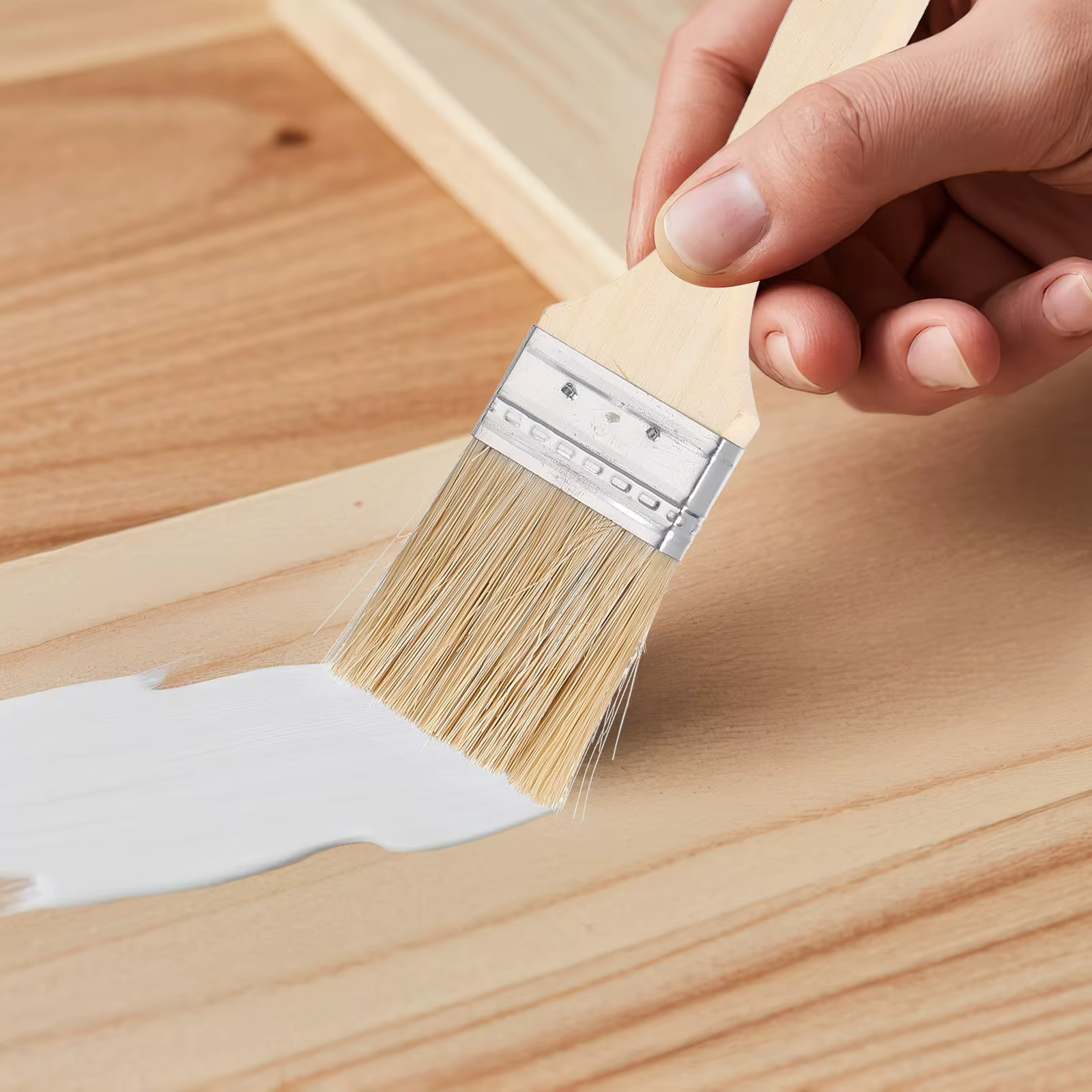Lot de 10 pinceaux à finition lisse avec manche en bois robuste pour la décoration intérieure